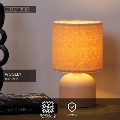 Lucide WOOLLY - Tischlampe - Ø 16 cm - 1xE14 - Ockergelb
